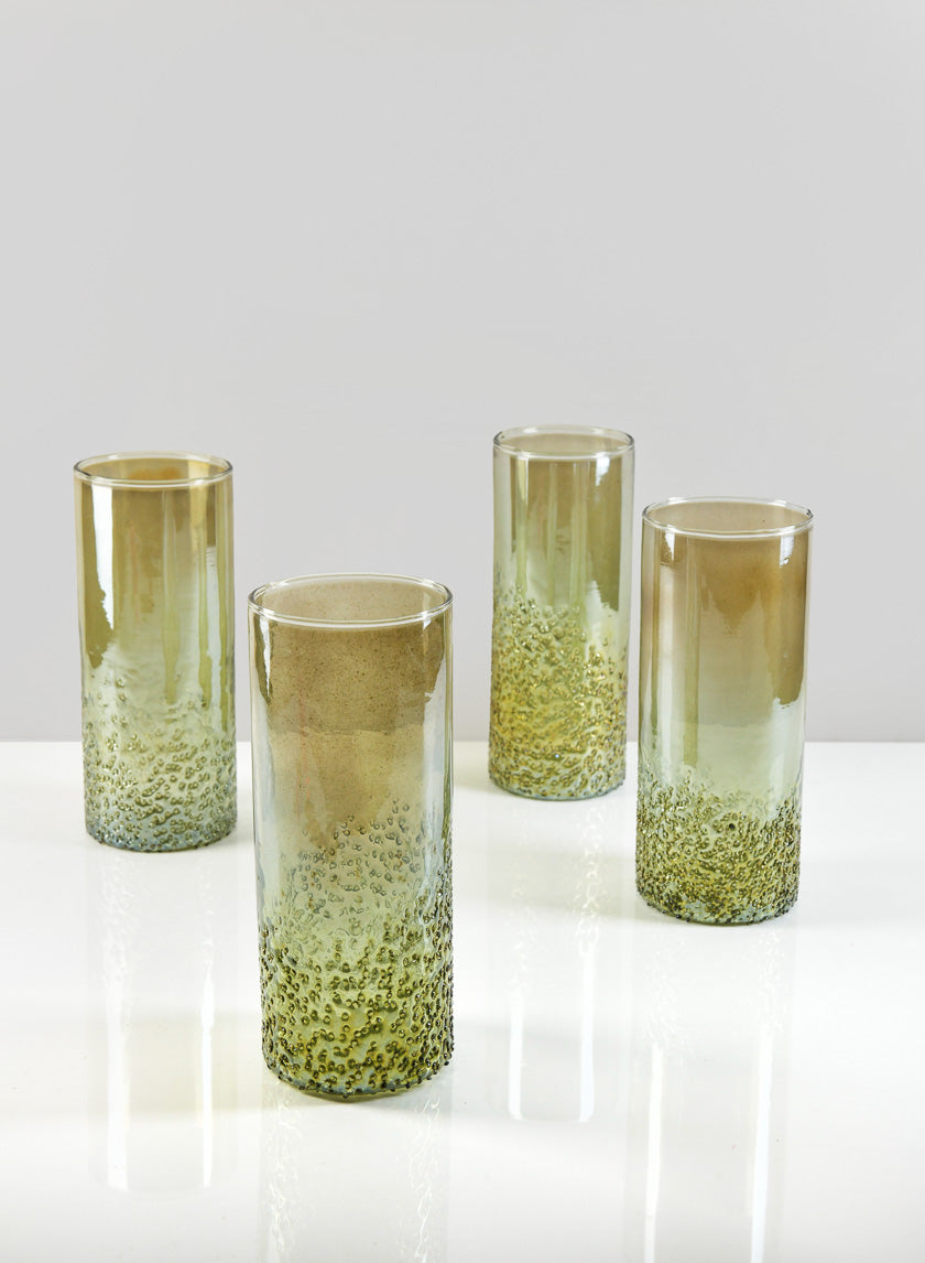 8in Tall Strasbourg Speckled Green Luster Glass Cylinder Decor Jamaligarden