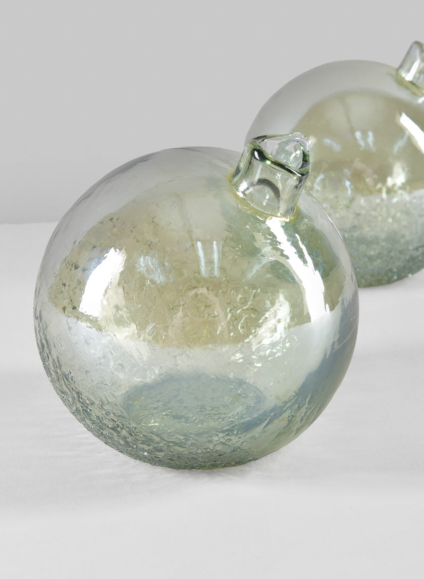 4in Wide Leila Tilted Speckled Luster Green Glass Ball Vase Decor Jamaligarden