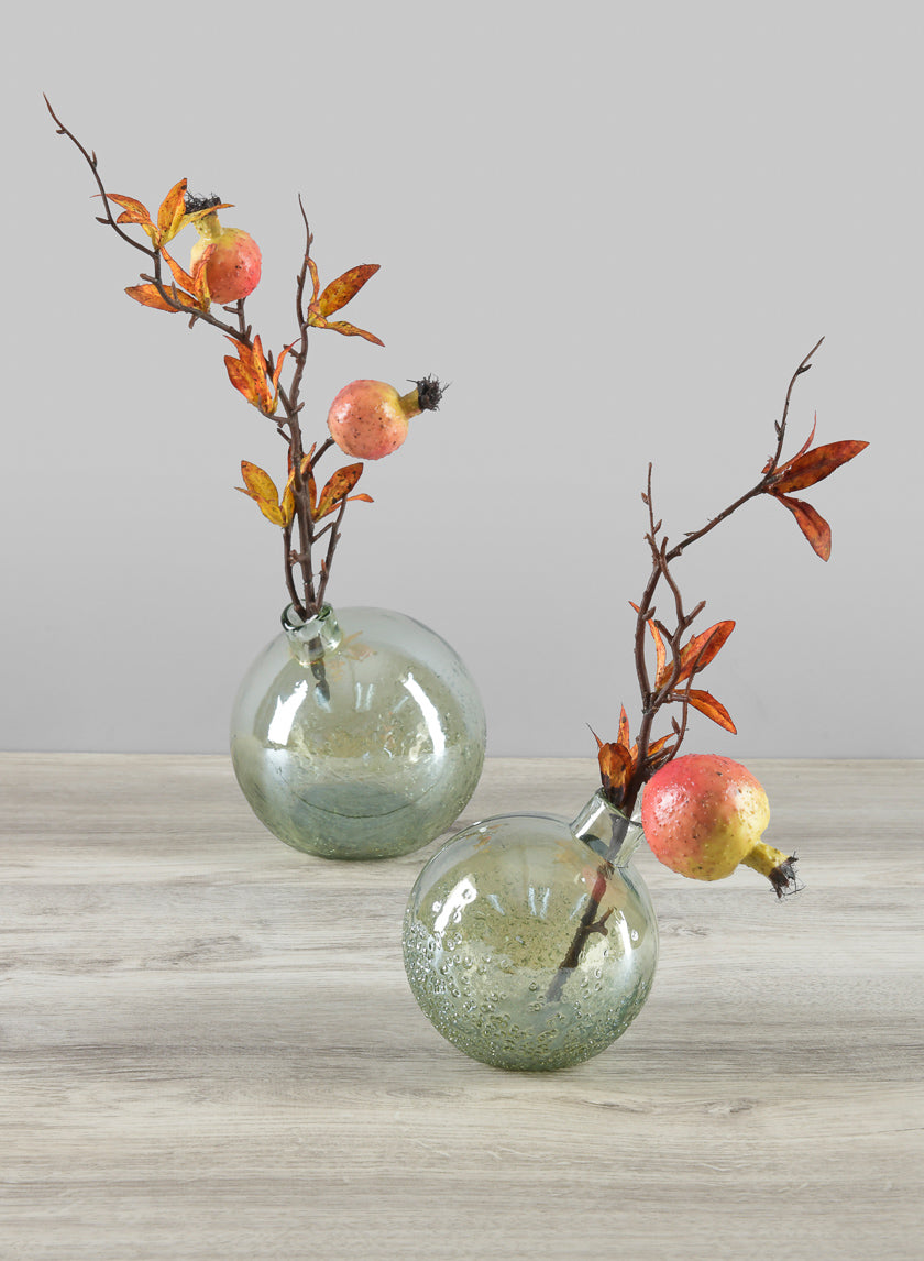 4in Wide Leila Tilted Speckled Luster Green Glass Ball Vase Decor Jamaligarden