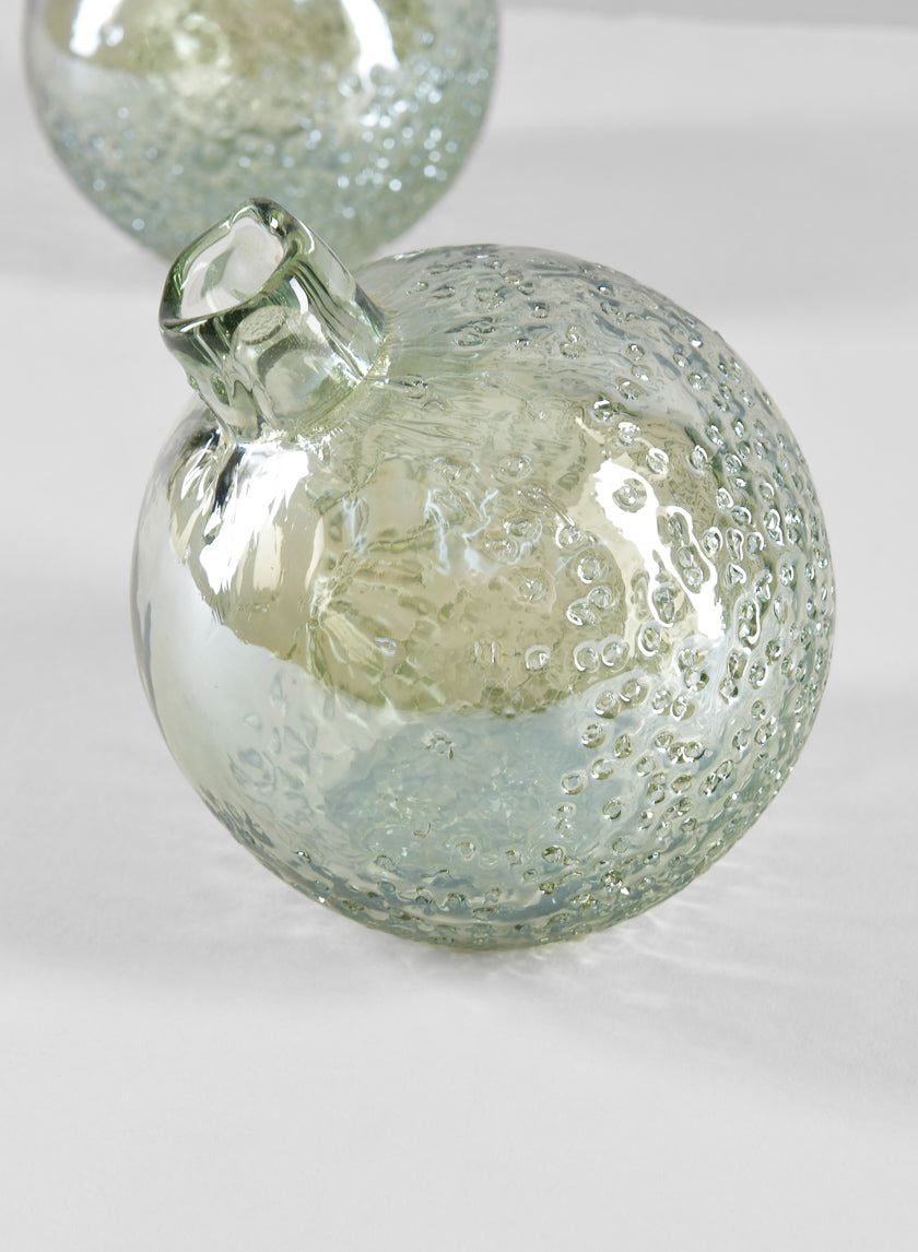 4in Wide Leila Tilted Speckled Luster Green Glass Ball Vase Decor Jamaligarden