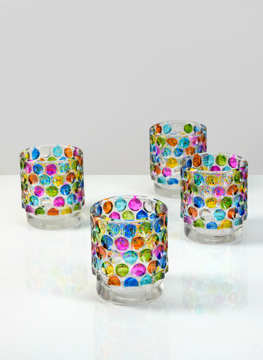 3in Tall Harlequin Glass Votive Holder Decor Jamaligarden