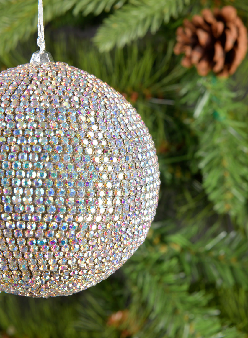 3.5in Round Shimmer Crystal Bead Ornament Decor Jamaligarden