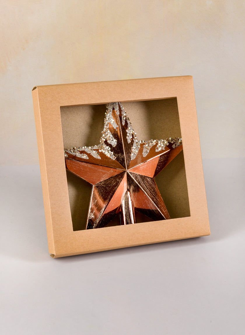 8in Long Copper with Glitter Tree Top Star Ornament Decor Jamaligarden