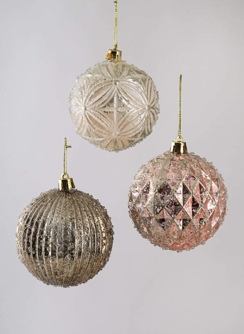 3in Round Gilded Pink, Brown, and Pearl, Set of 6 Decor Jamaligarden