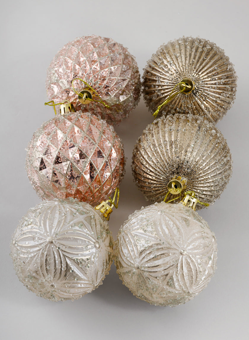 3in Round Gilded Pink, Brown, and Pearl, Set of 6 Decor Jamaligarden