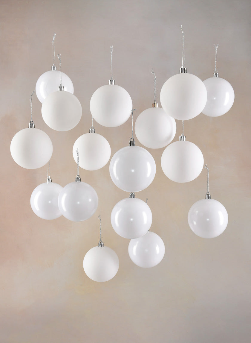 3in Round Pearl,Matte, Light, & Shiny White Plastic Ornament Decor Jamaligarden