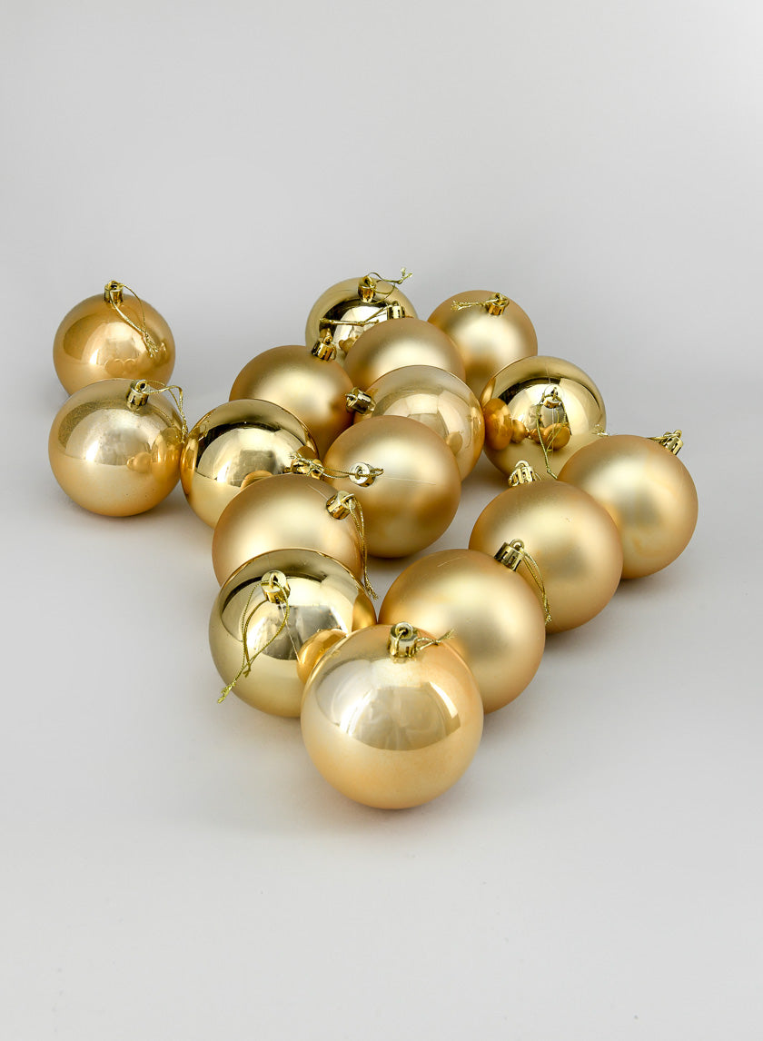 3in Round Pearl, Matte, Light, &amp; Shiny Gold Plastic Ornament Decor Jamaligarden