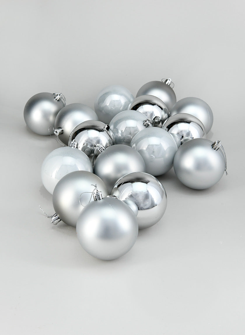 3in Round Pearl, Matte, Light, &amp; Shiny Silver Ornament Ball Decor Jamaligarden