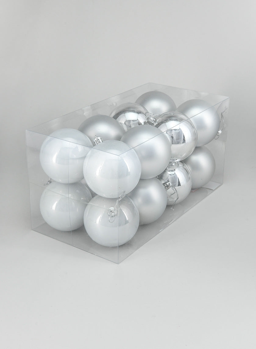 3in Round Pearl, Matte, Light, &amp; Shiny Silver Ornament Ball Decor Jamaligarden