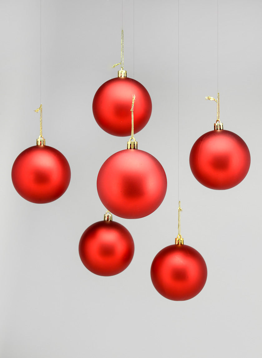 3in Round Matte Red Plastic Ornament Balls Decor Jamaligarden