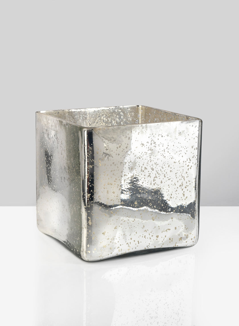 Antique Silver Glass Square Vases Decor Jamaligarden
