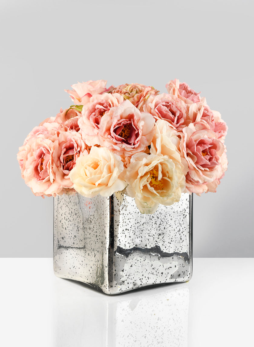 Antique Silver Glass Square Vases Decor Jamaligarden