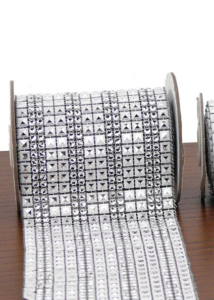 8ft Silver Stud &amp; Square Silver Stud Diamond Ribbons Decor Jamaligarden
