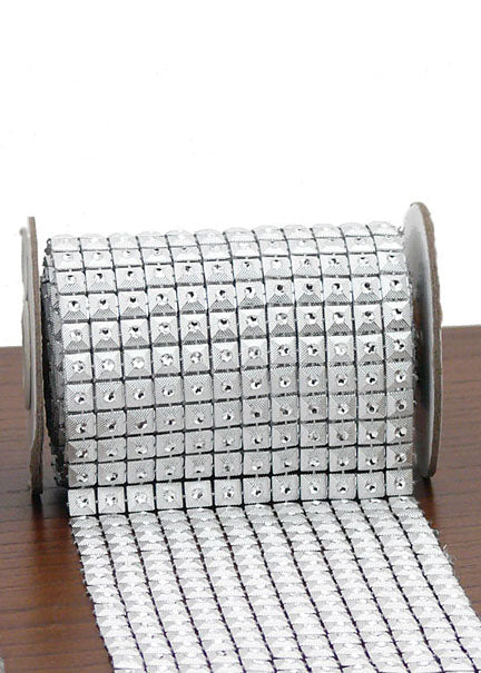 8ft Silver Stud &amp; Square Silver Stud Diamond Ribbons Decor Jamaligarden