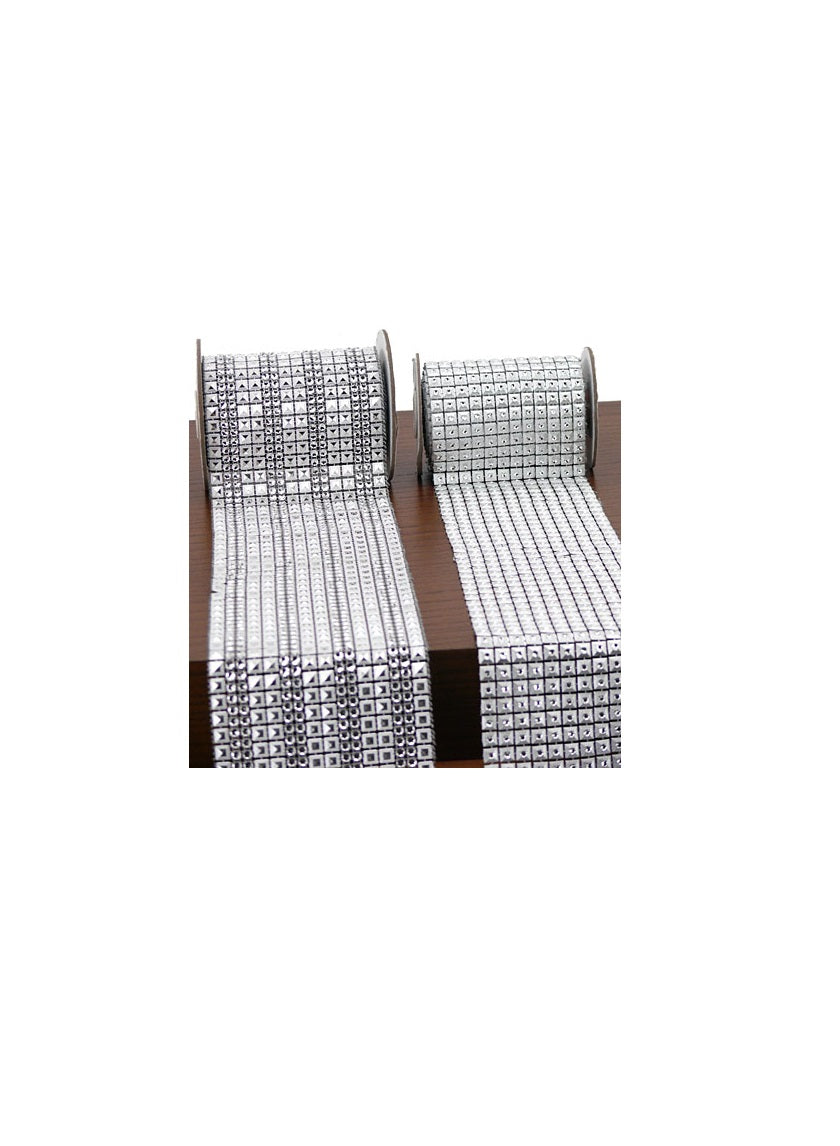 8ft Silver Stud &amp; Square Silver Stud Diamond Ribbons Decor Jamaligarden
