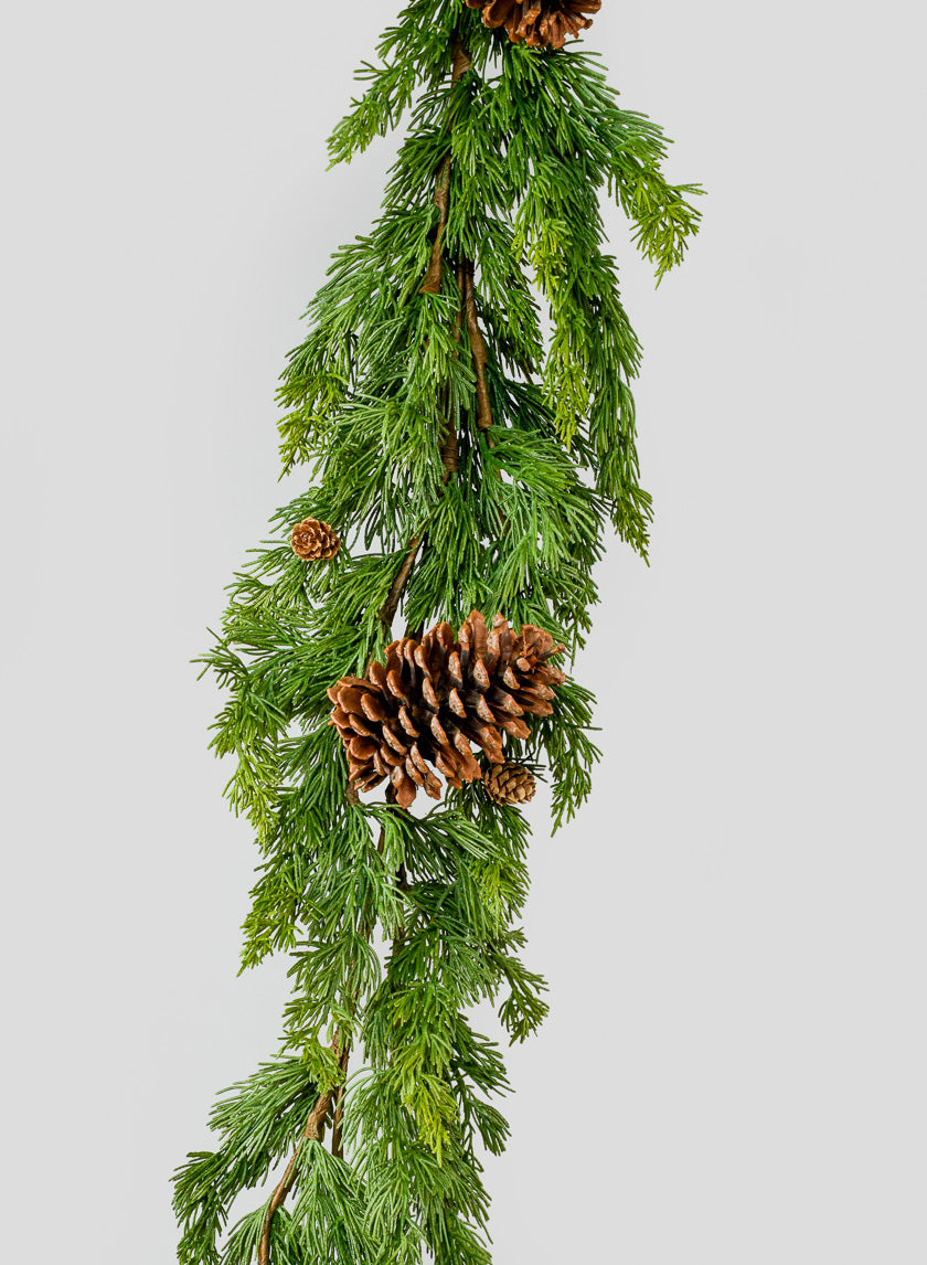 62in Long Single Cypress Garland with Pine Cones Decor Jamaligarden