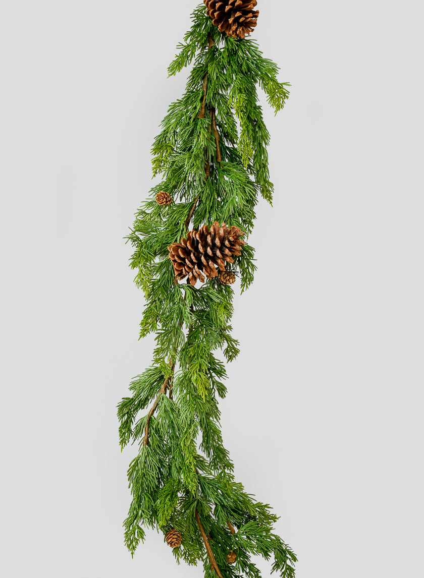 62in Long Single Cypress Garland with Pine Cones Decor Jamaligarden