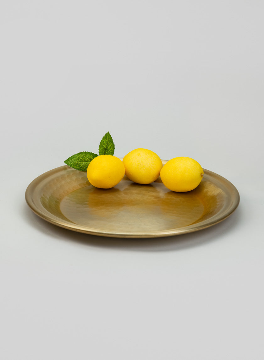 12in Wide Damascus "Brass Look" Aluminum Tray Decor Jamaligarden