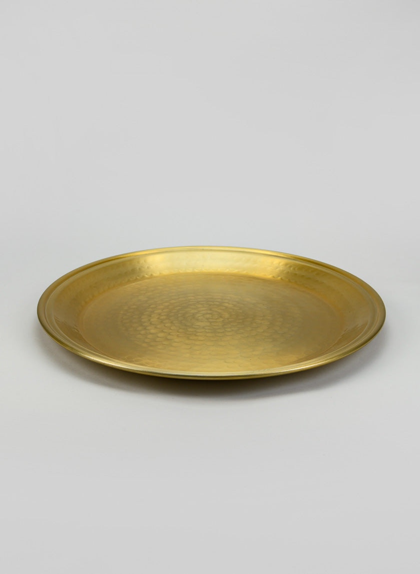 17.5in Wide Damascus "Brass Look" Aluminum Tray Decor Jamaligarden