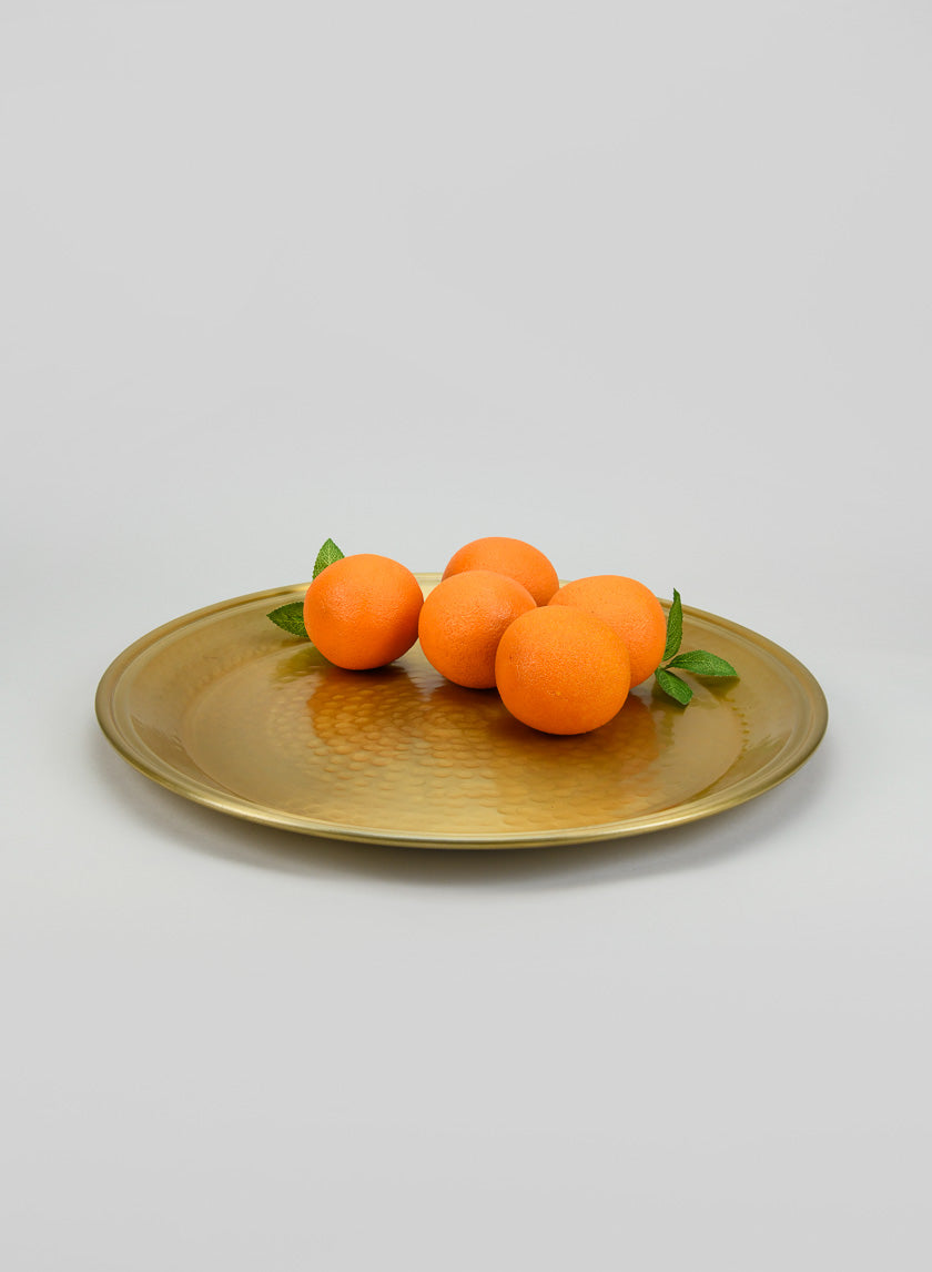 17.5in Wide Damascus "Brass Look" Aluminum Tray Decor Jamaligarden