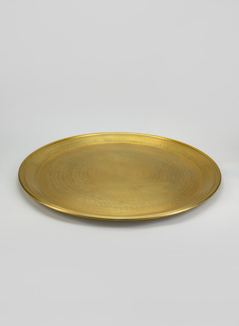 23.5in Wide Damascus "Brass Look" Aluminum Tray Decor Jamaligarden