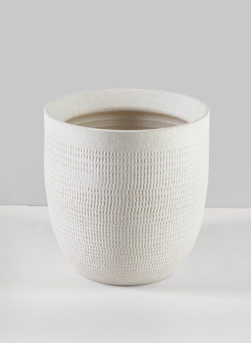 7in Tall Santorini Sand White Cachepot Decor Jamaligarden