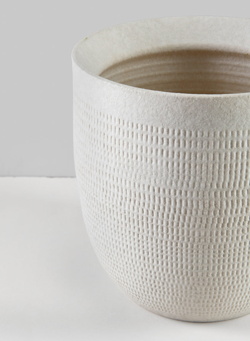 7in Tall Santorini Sand White Cachepot Decor Jamaligarden