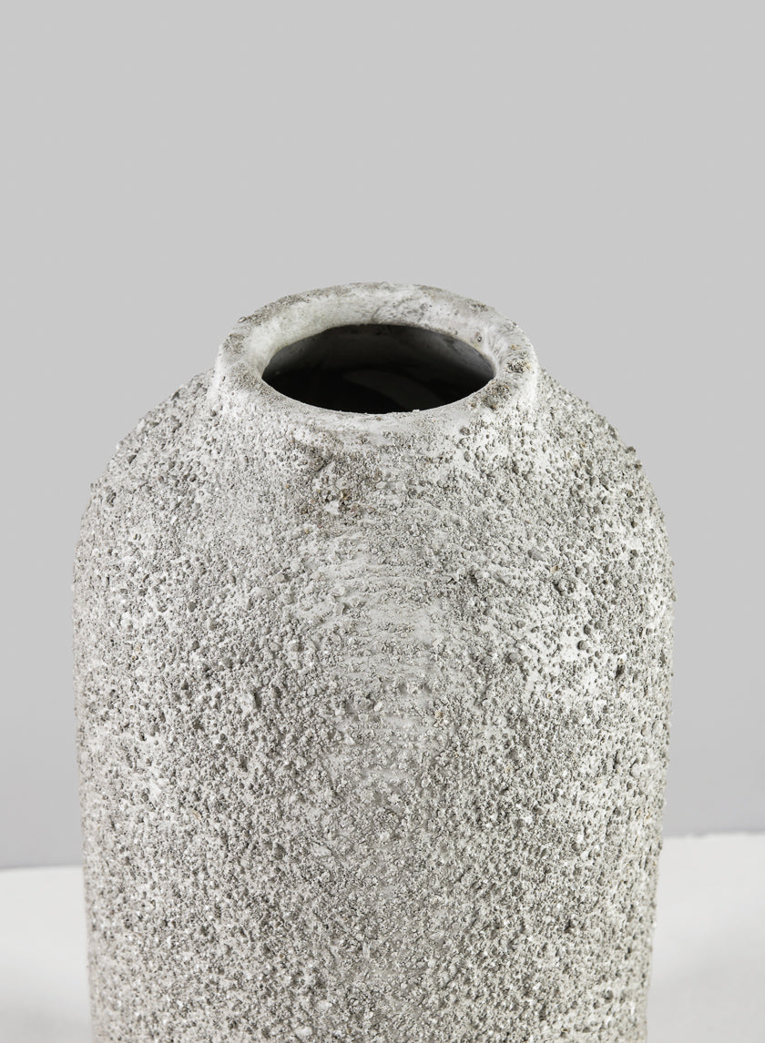10in Tall Akihiko Aged Sandstone Ceramic Vase Decor Jamaligarden