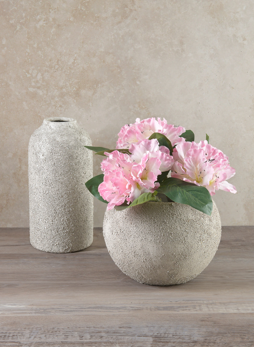 8in Wide Akihiko Aged Sandstone Ceramic Fishbowl Decor Jamaligarden