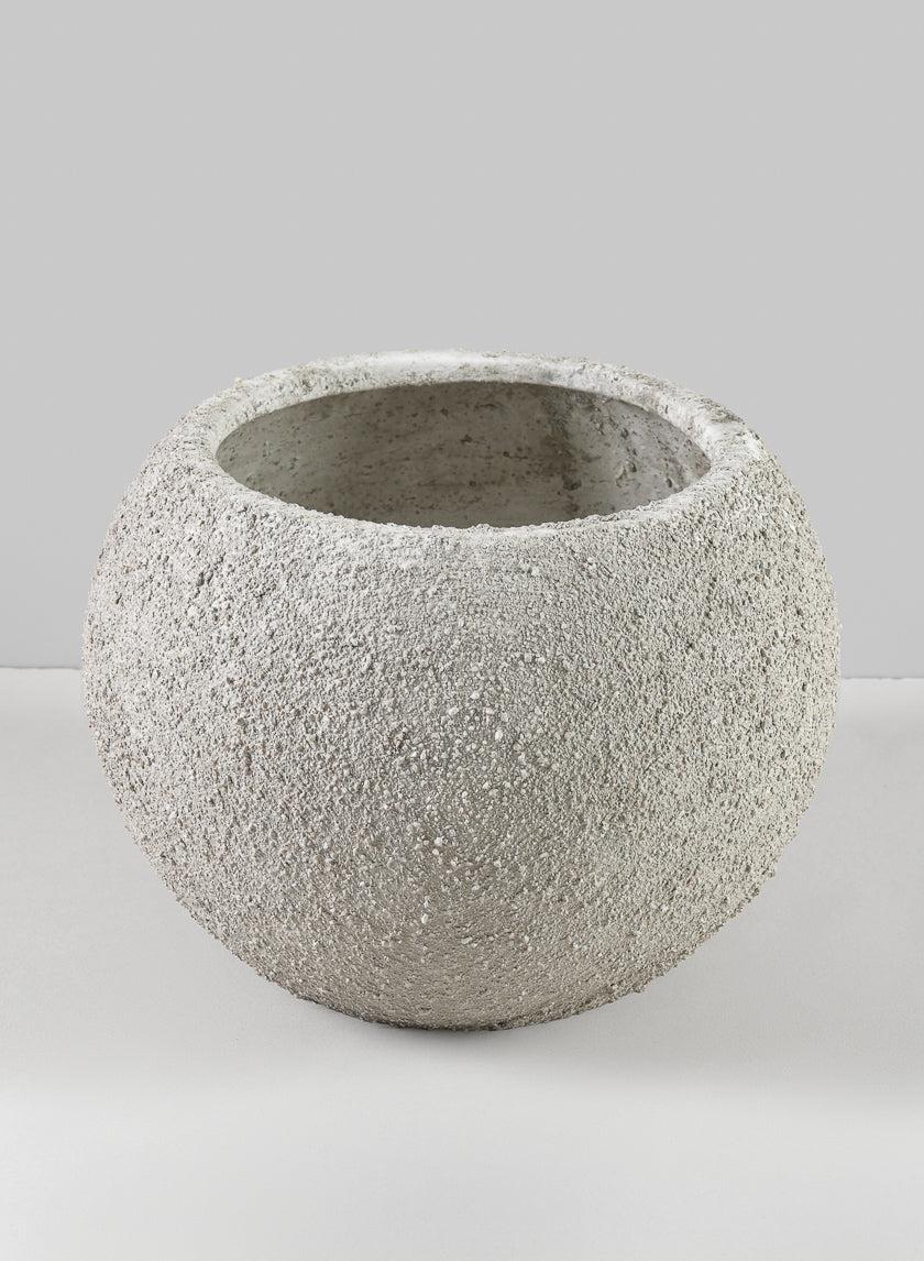 8in Wide Akihiko Aged Sandstone Ceramic Fishbowl Decor Jamaligarden