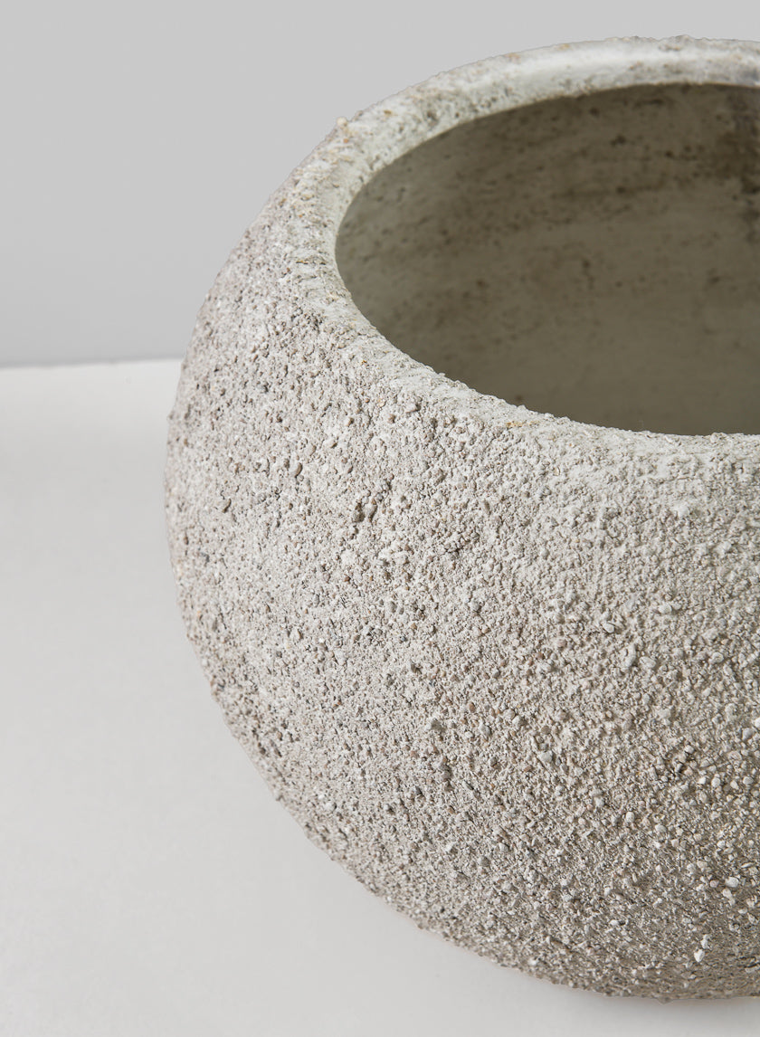 8in Wide Akihiko Aged Sandstone Ceramic Fishbowl Decor Jamaligarden