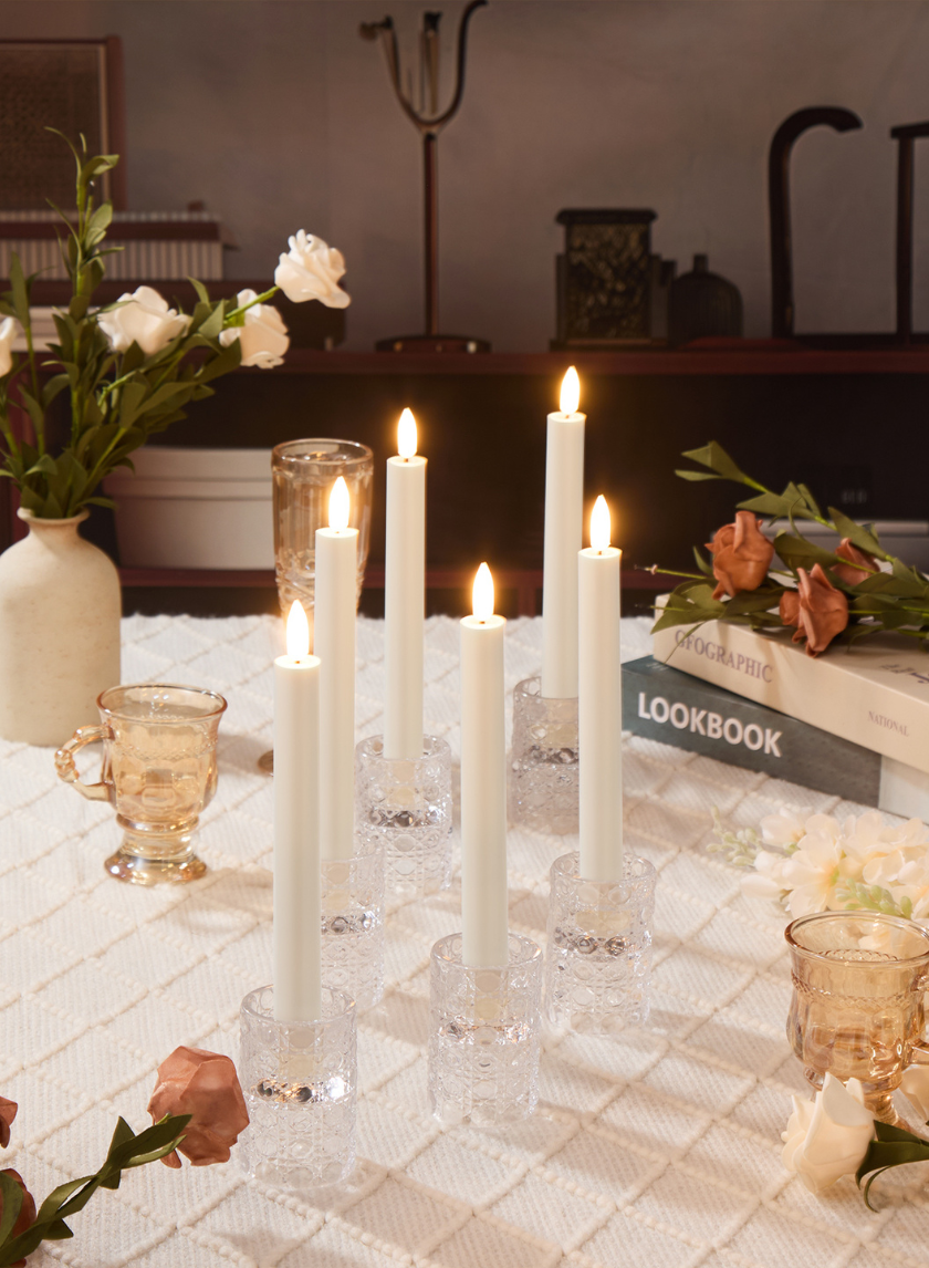 9in Tall White Taper Candles with Remote, Set of 6 Decor Jamaligarden
