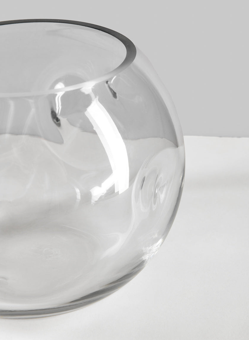 7.5in Wide Luster Dimpled Clear Fishbowl Glass Vase Decor Jamaligarden