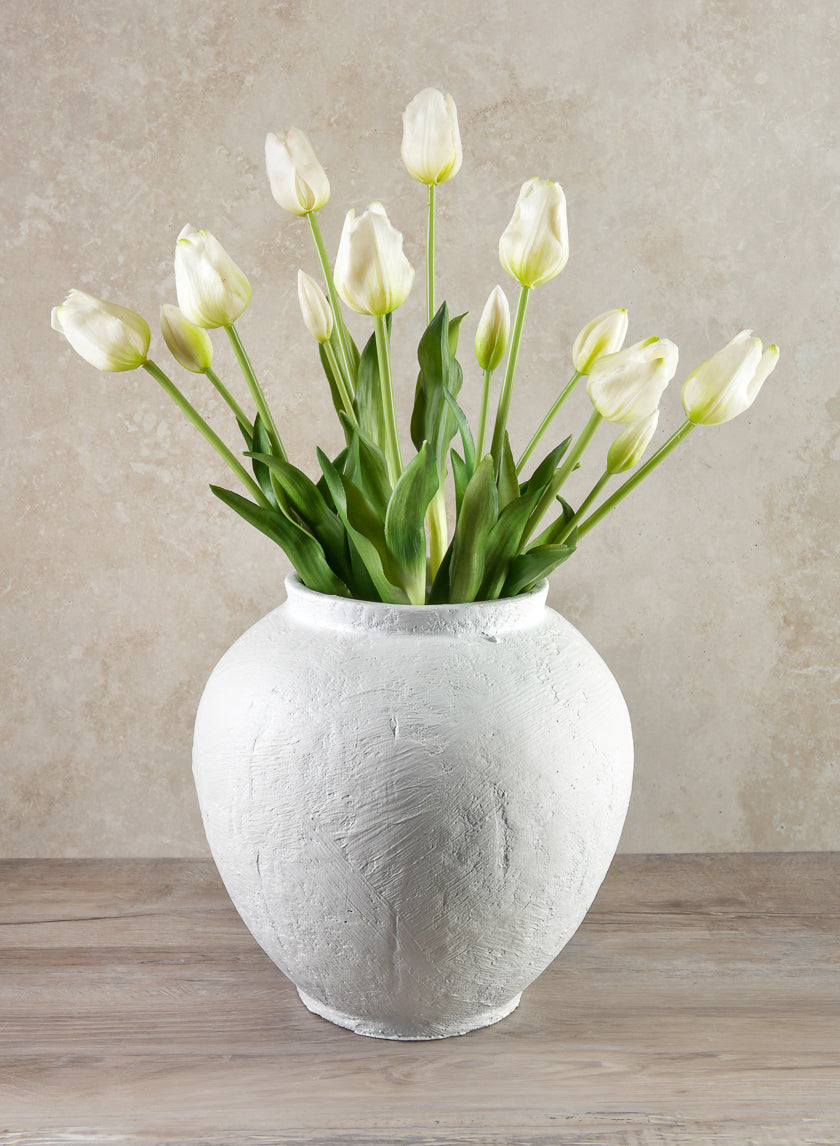 11in Tall Santorini White Washed Urn Decor Jamaligarden