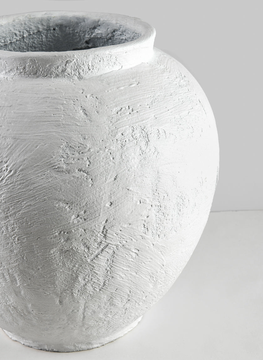 11in Tall Santorini White Washed Urn Decor Jamaligarden