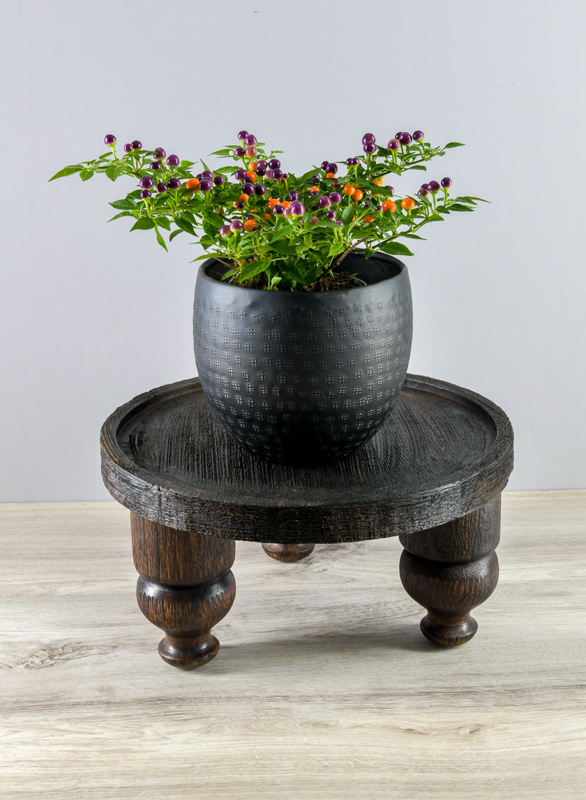 14in Wide Banjara Reclaimed Look Black Rugged Wood Stand Decor Jamaligarden