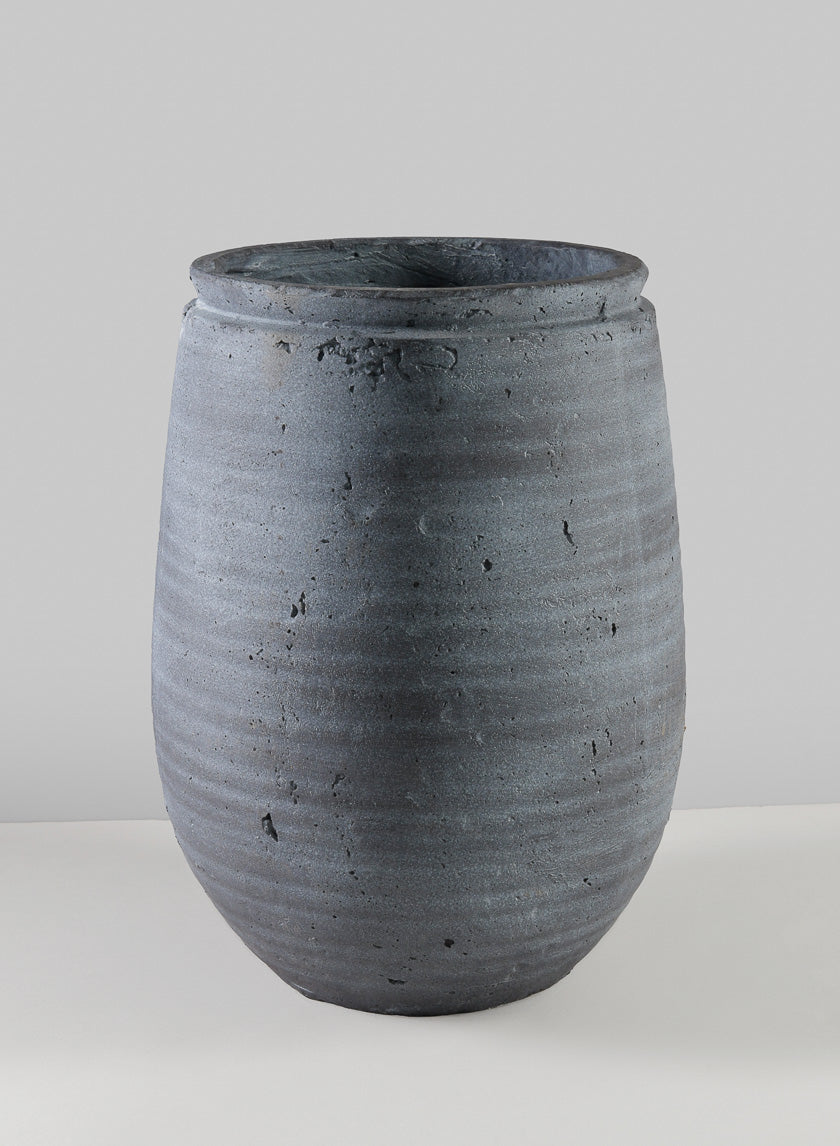 12in Tall Halayeb Aged Stone Planter Vase Decor Jamaligarden