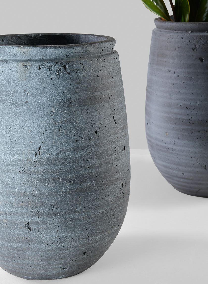12in Tall Halayeb Aged Stone Planter Vase Decor Jamaligarden