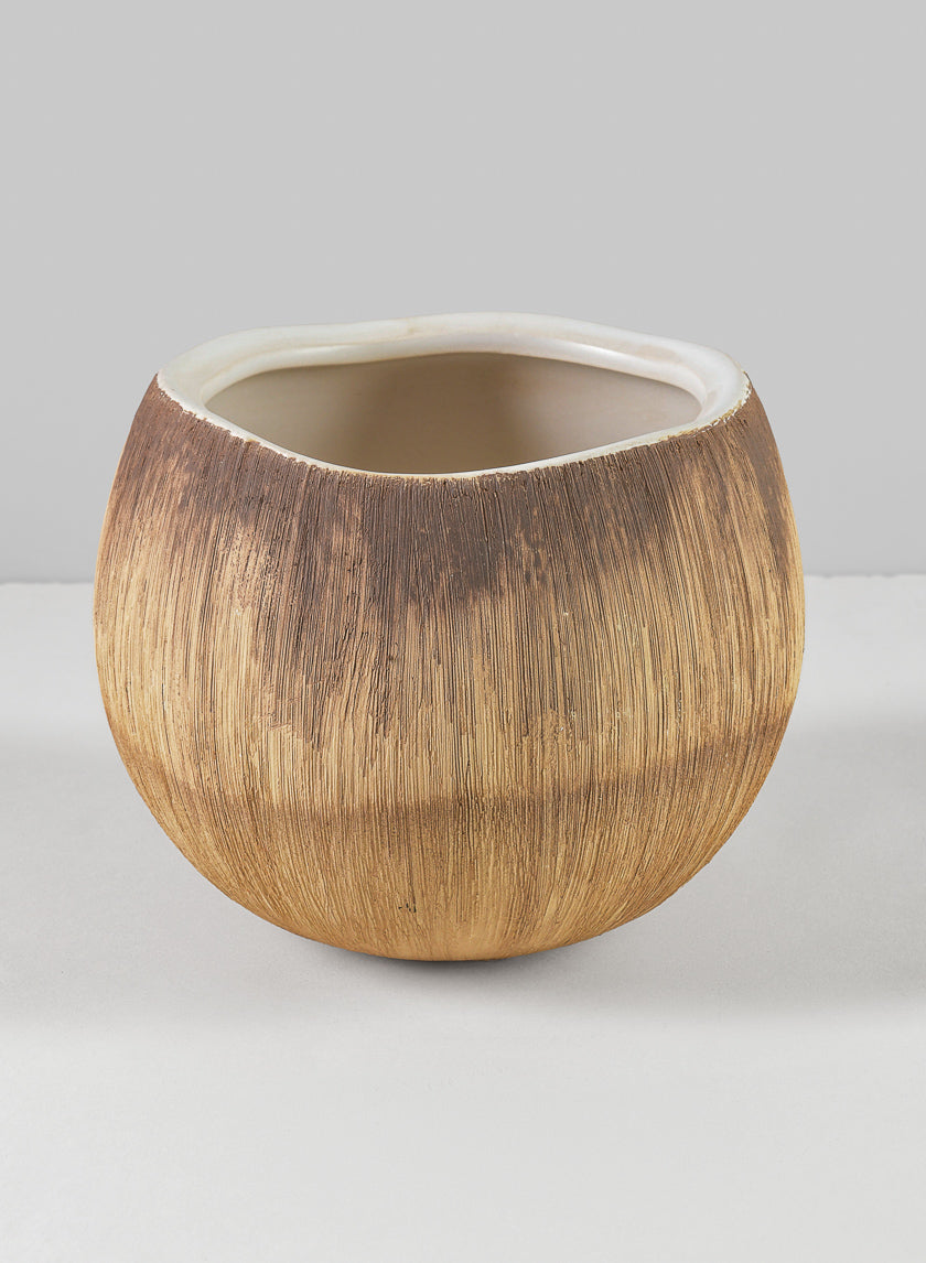 6in Wide Bali Coconut Ceramic Vase Decor Jamaligarden