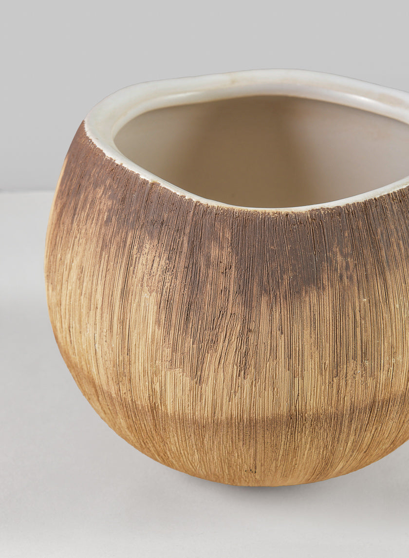 6in Wide Bali Coconut Ceramic Vase Decor Jamaligarden