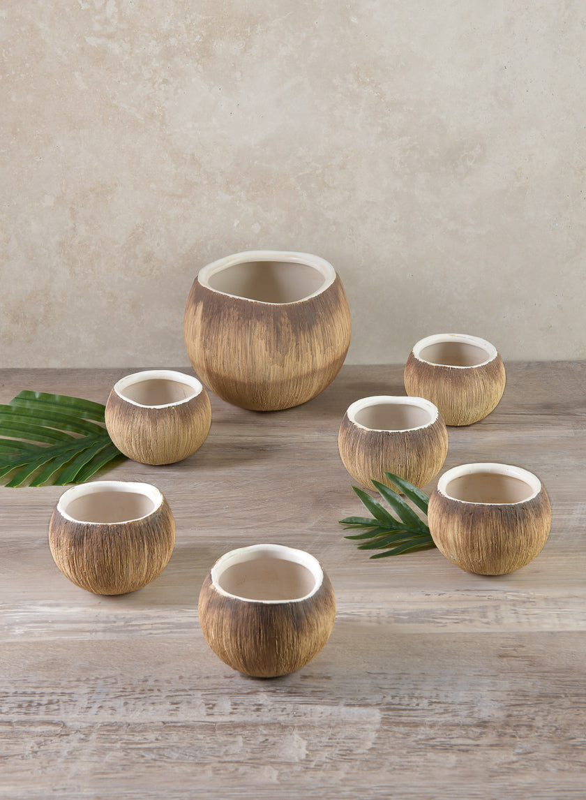 3in Wide Bali Coconut Mini Ceramic Vase Decor Jamaligarden