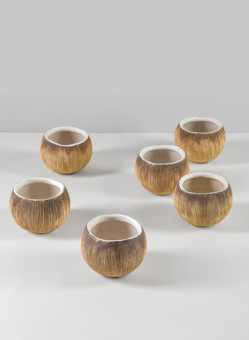 3in Wide Bali Coconut Mini Ceramic Vase Decor Jamaligarden