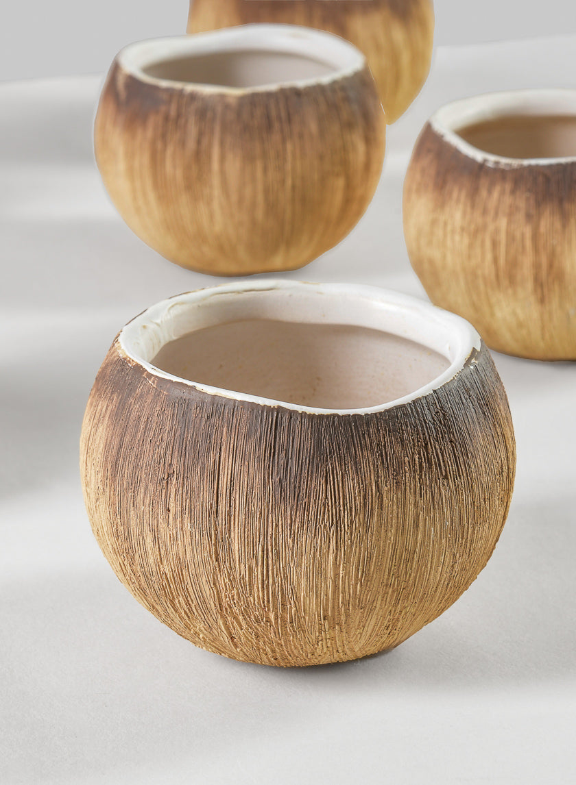 3in Wide Bali Coconut Mini Ceramic Vase Decor Jamaligarden