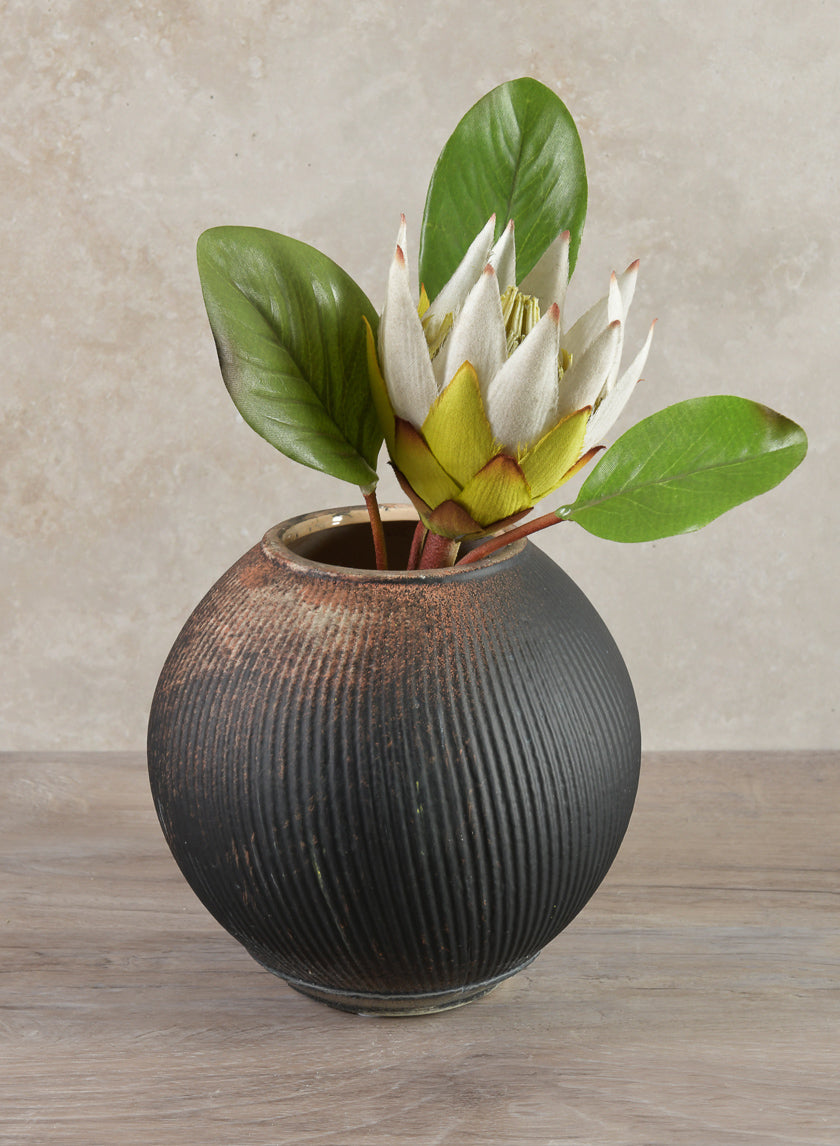 6.5in Wide Bashira Ethnic Aged Clay Fishbowl Decor Jamaligarden