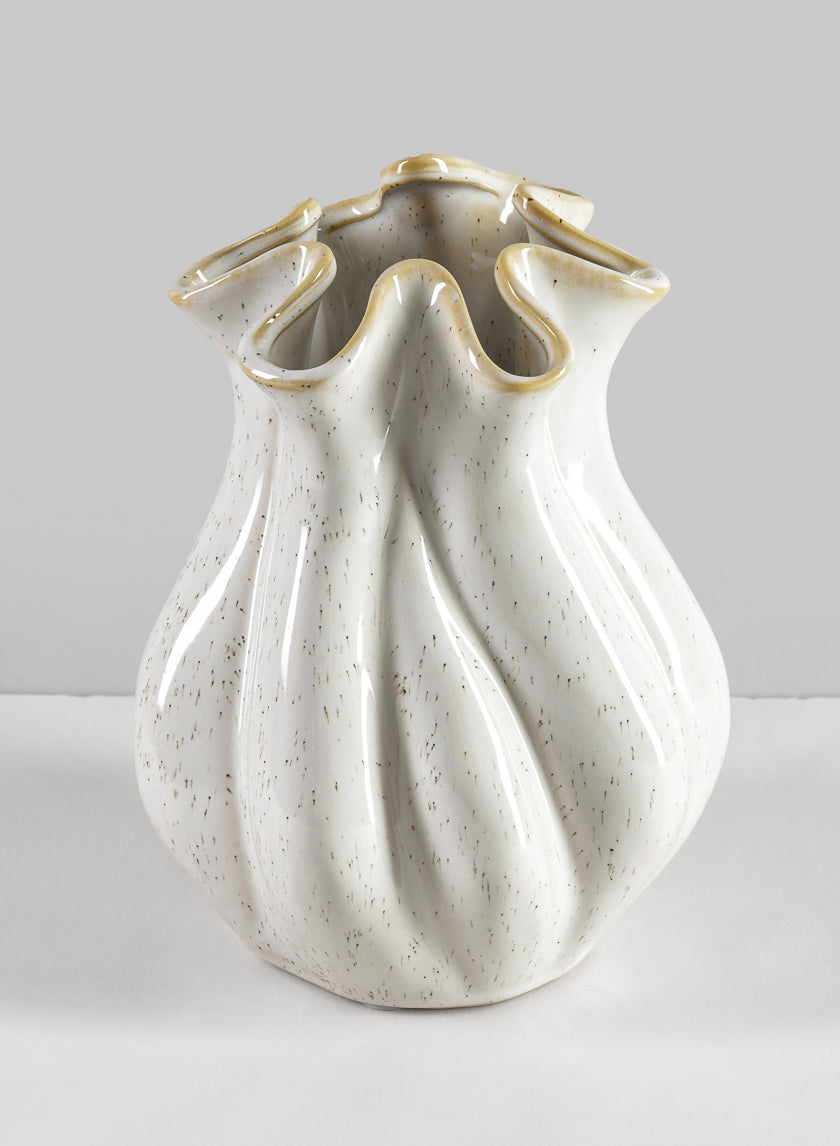 8.5in Tall Meduse White Glazed Ceramic Vase Decor Jamaligarden