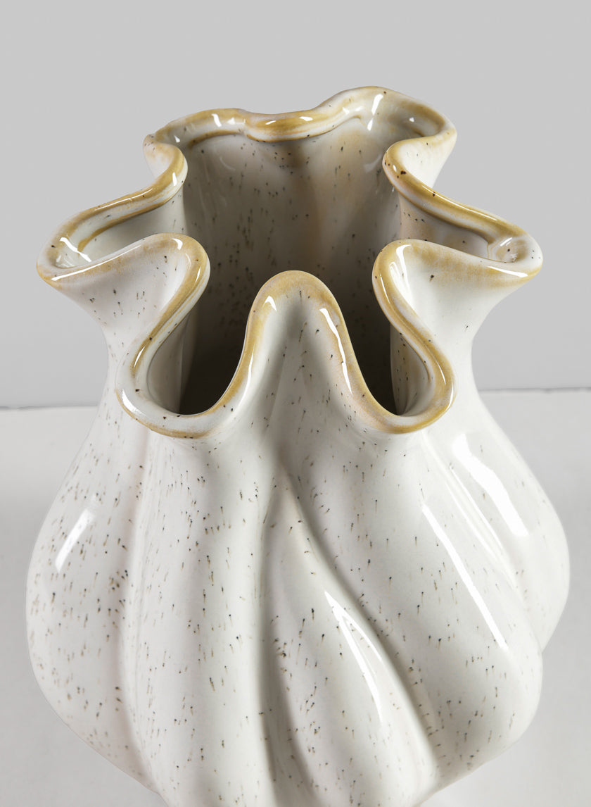 8.5in Tall Meduse White Glazed Ceramic Vase Decor Jamaligarden