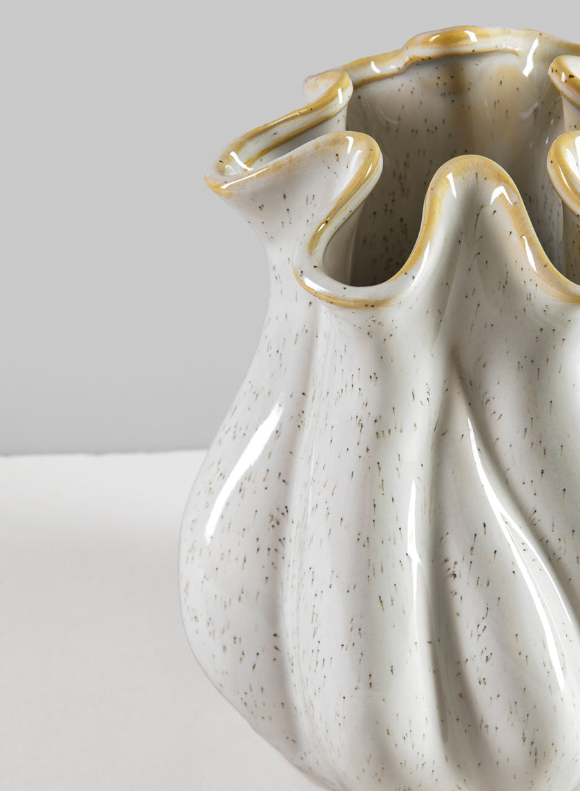 8.5in Tall Meduse White Glazed Ceramic Vase Decor Jamaligarden