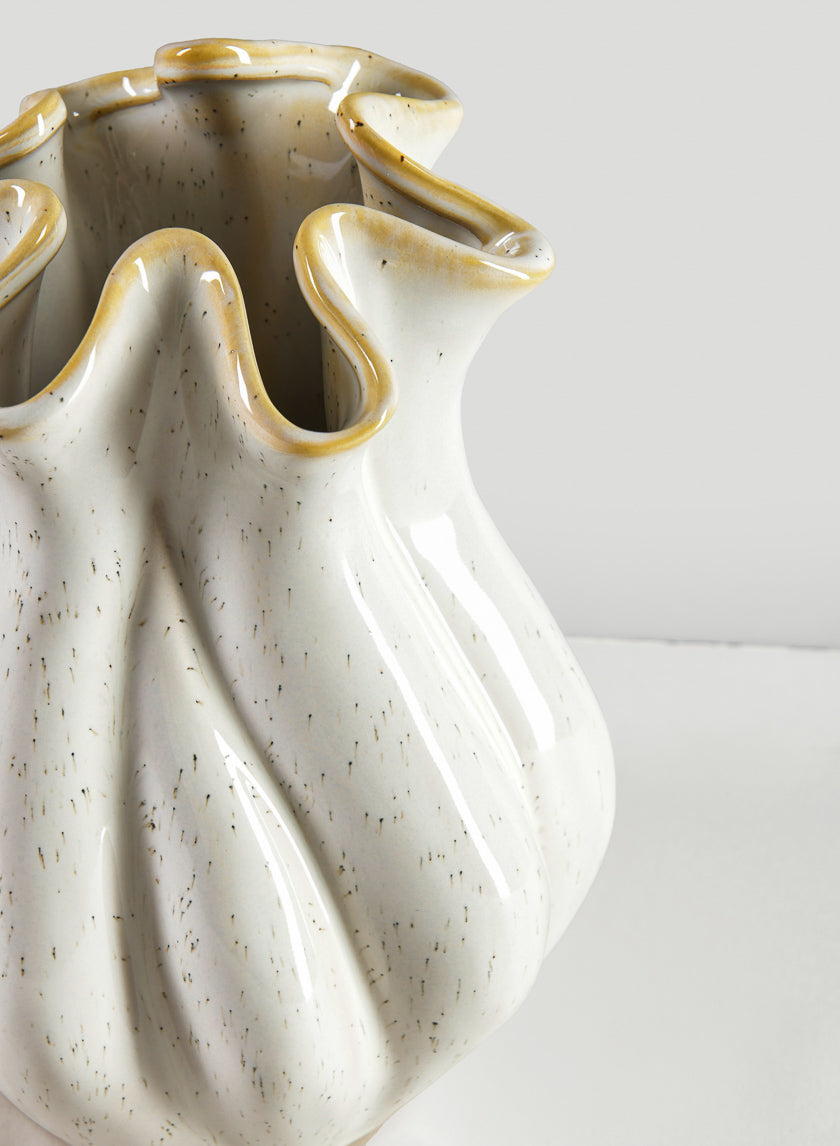 8.5in Tall Meduse White Glazed Ceramic Vase Decor Jamaligarden