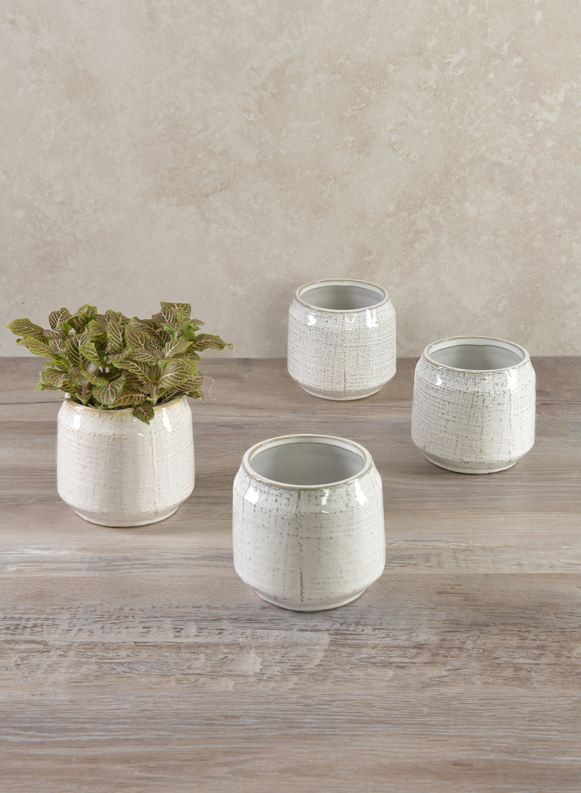 4in Tall Parchment White Pot Decor Jamaligarden