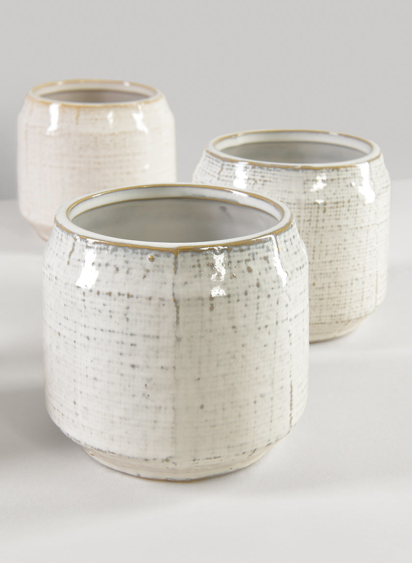 4in Tall Parchment White Pot Decor Jamaligarden